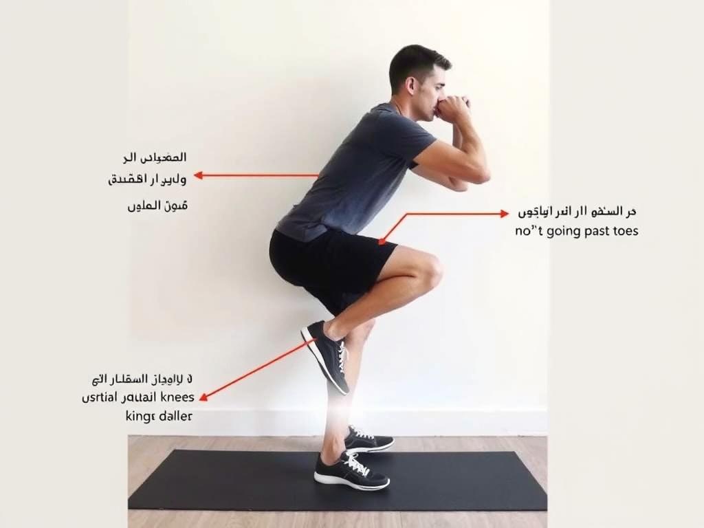 تمرين القرفصاء الجزئي لتقوية عضلات الفخذ والركبة