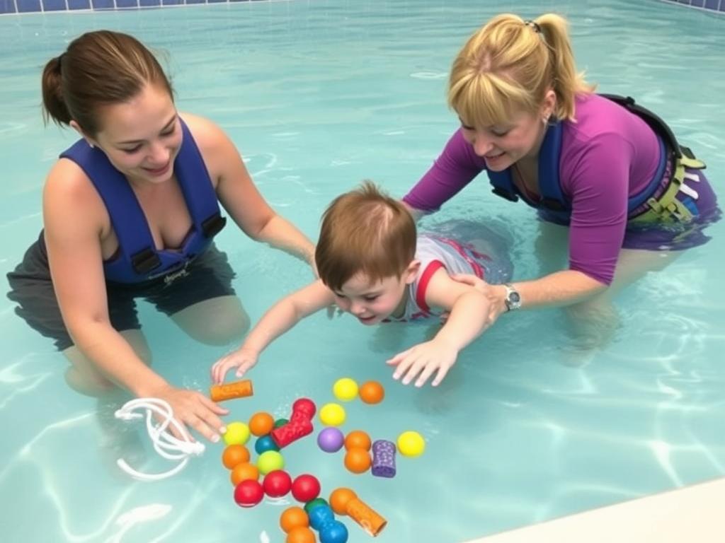 تمرين جمع الكنوز المائي للأطفال كجزء من العلاج الطبيعي