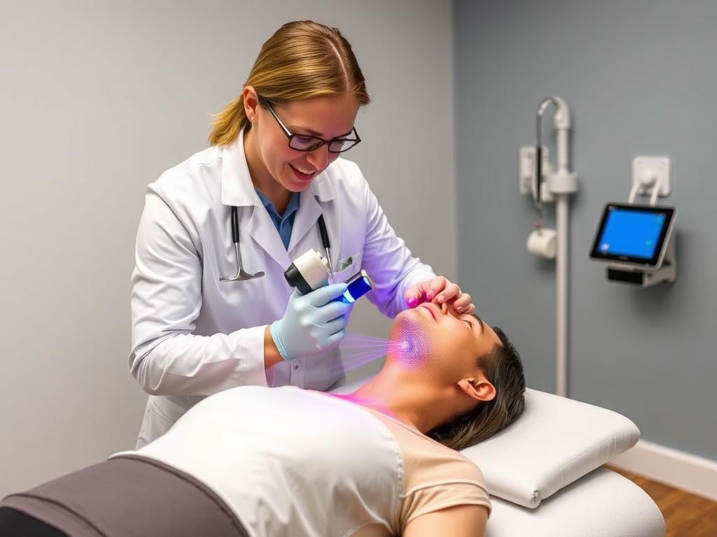 جلسة علاج بالليزر منخفض المستوى للرقبة، من أحدث الأساليب في العلاج الطبيعي لعلاج آلام الرقبة