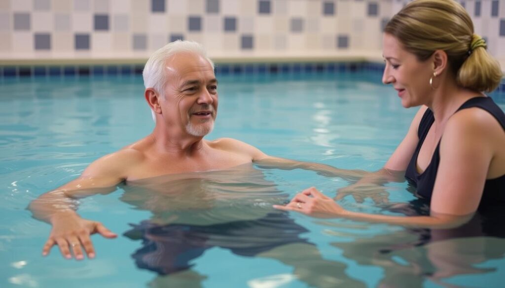 جلسة علاج مائي لتقوية العضلات بعد العمليات الجراحية