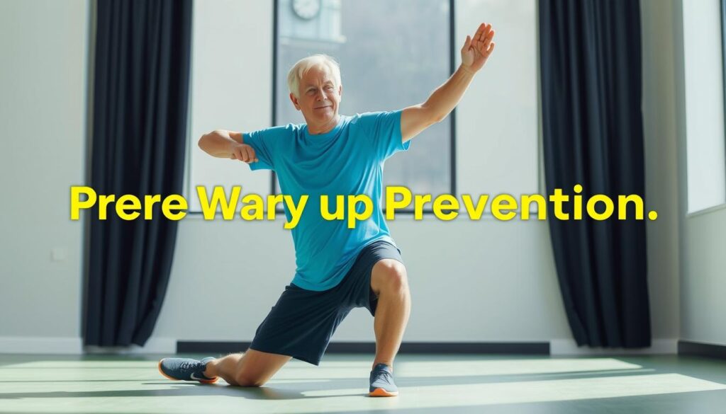 رياضي كبير في السن يقوم بتمارين الإحماء والتمدد قبل ممارسة الرياضة