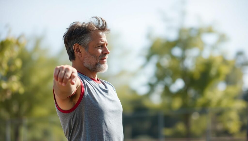 شخص بالغ يمارس الرياضة بعد التعافي من إصابة رياضية بفضل العلاج الطبيعي