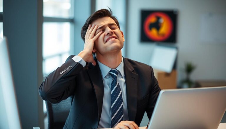 شخص يعاني من آلام الرقبة أثناء العمل على الكمبيوتر، توضح أحدث الأساليب في العلاج الطبيعي لعلاج آلام الرقبة