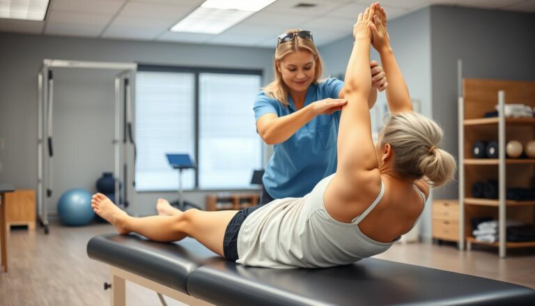 شخص يمارس تمارين العلاج الطبيعي لتحسين المرونة والقدرة على الحركة