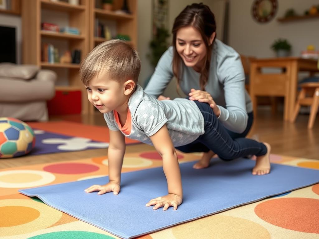 طفل يمارس تمرين الجسر لتقوية عضلات الجذع