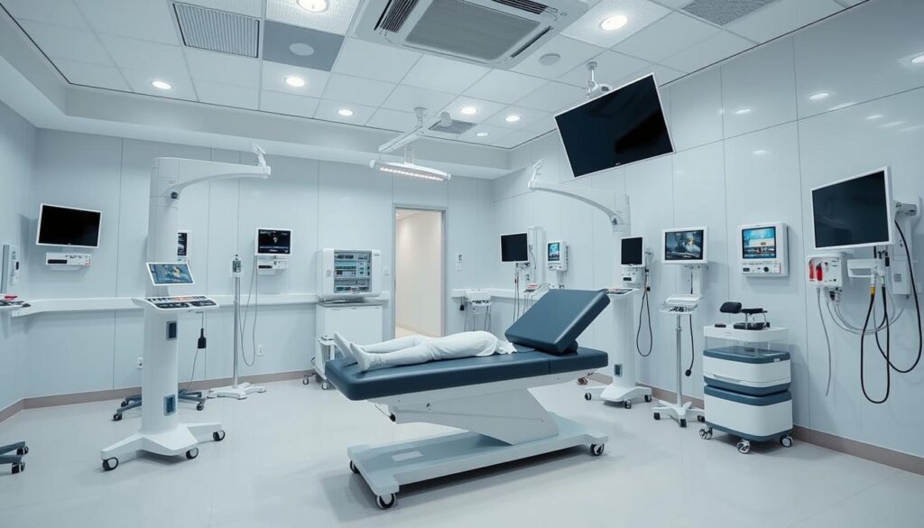 مجموعة من الأجهزة المتطورة المستخدمة في برامج علاج طبيعي متقدمة