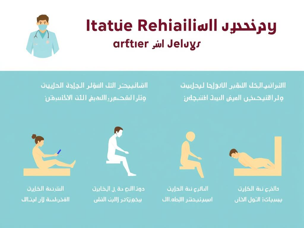 مخطط توضيحي يبين أهمية طرق فعالة للتأهيل بعد العمليات الجراحية وتأثيرها على سرعة التعافي