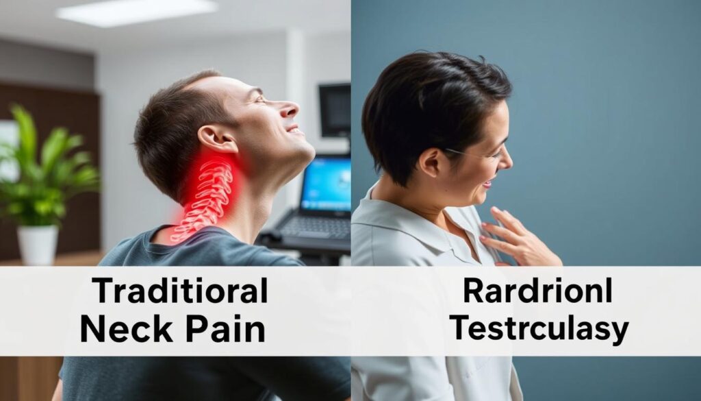 مقارنة بين التقنيات الحديثة والتقليدية في علاج آلام الرقبة، توضح أحدث الأساليب في العلاج الطبيعي