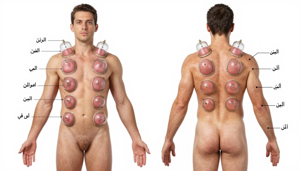 أماكن تطبيق الحجامة على الجسم في مراكز الحجامة بالرياض