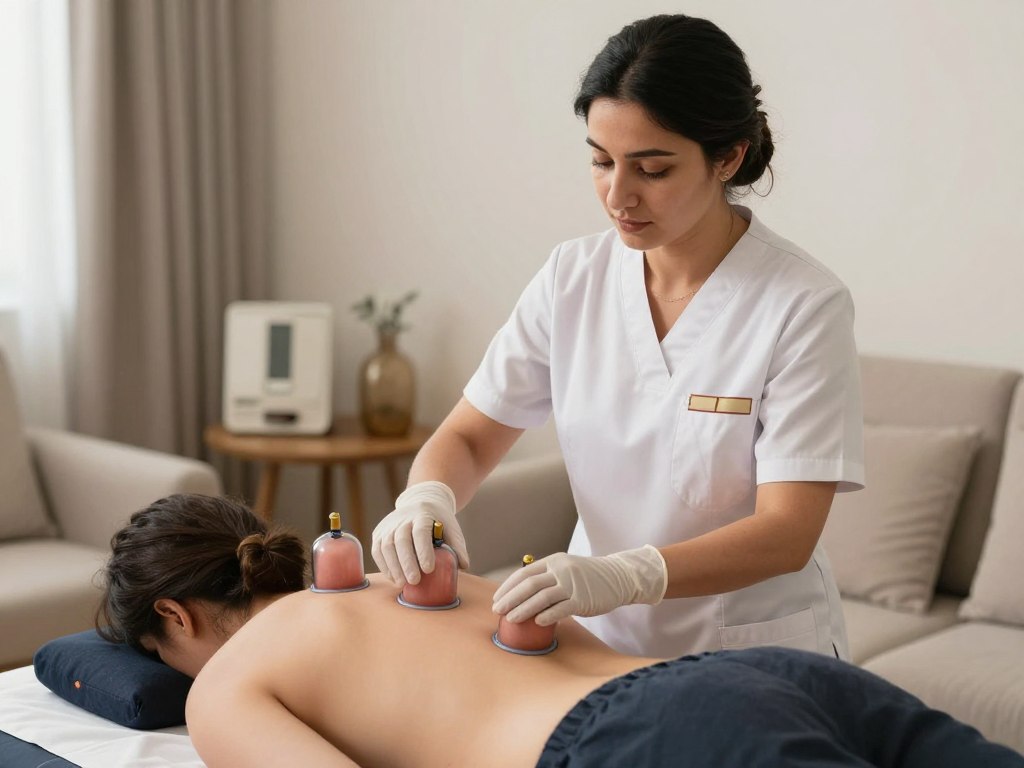 حجامة نسائية في المنزل بالرياض - أخصائية تقدم خدمة للعميلة حجامة نسائية في المنزل بالرياض - أخصائية تقدم خدمة للعميلة